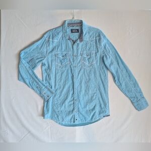 Buckle Black Label Men's Aqua /Turquoise Blue Casual Button-Down Shirt